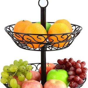 Two Tier Fruit Basket Black | Two Tier Fruit Baske